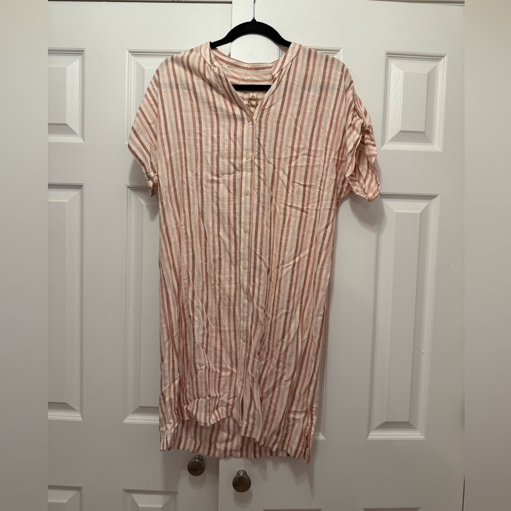 Striped Tshirt Dress in Pink and White